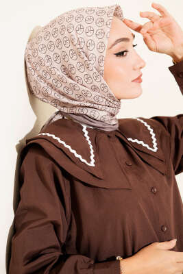 Pazarium - MK Desen Soft Eşarp Bej Vizon