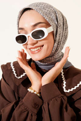 Pazarium - MK Desen Soft Eşarp Füme