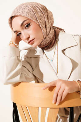 MK Desen Soft Eşarp Latte - Thumbnail