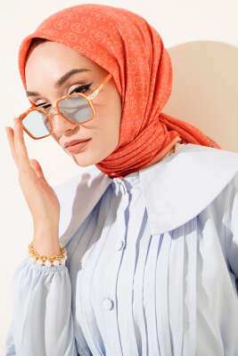 MK Desen Soft Eşarp Oranj - Thumbnail