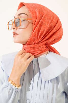 MK Desen Soft Eşarp Oranj - Thumbnail