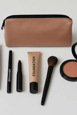 Pazarium - Astarsız Parlak Makyaj Çantası Kahve