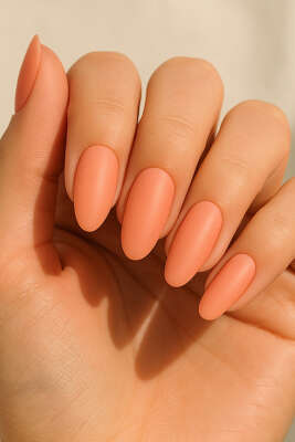 Pazarium - 24'lü Kendinden Yapışkanlı Takma Tırnak Somon