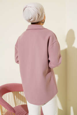 Metal Çıtçıtlı Ceket Pudra - Thumbnail