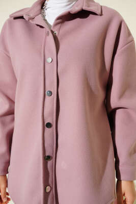 Metal Çıtçıtlı Ceket Pudra - Thumbnail