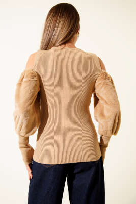 Omzu Açık Sakallı Kazak Latte - Thumbnail