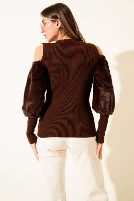 Omzu Açık Sakallı Kazak Kahve - Thumbnail