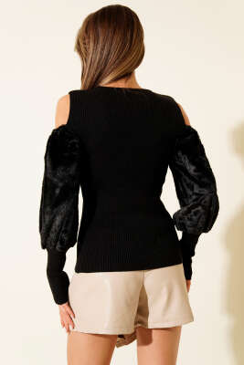 Omzu Açık Sakallı Kazak Siyah - Thumbnail