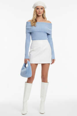 Madonna Yaka Triko Kazak Bebe Mavi - Thumbnail