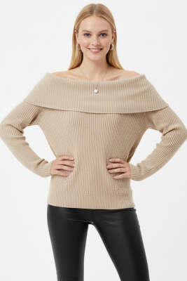 Pazarium - Madonna Yaka Triko Kazak Bej