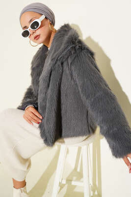 Pazarium - Astarlı Kürk Mont Füme