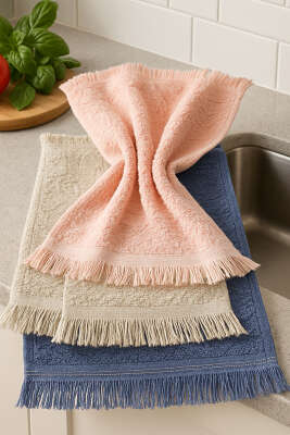 Pazarium - 3'lü Mutfak Havlu Seti Asorti 1