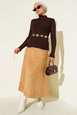 Yarım Boğazlı Balıkçı Triko Kazak Kahve - Thumbnail