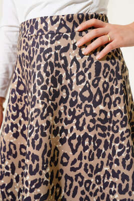 Leopar Desen Scuba Etek Latte - Thumbnail