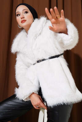 Pazarium - Madonna Yaka Kemerli Kürk Mont Taş