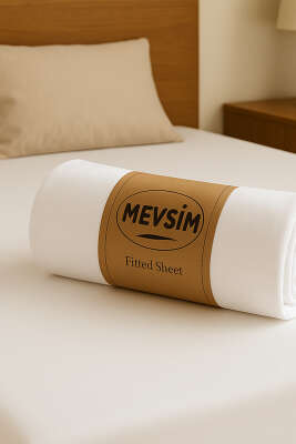 Pazarium - Çift Kişilik Lastikli Penye Çarşaf Beyaz