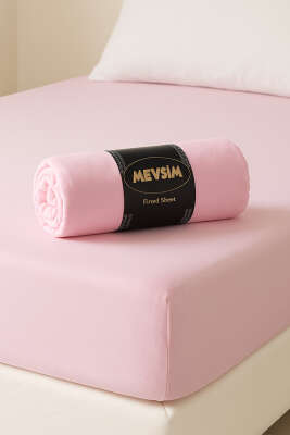 Pazarium - Tek Kişilik Lastikli Penye Çarşaf Pembe