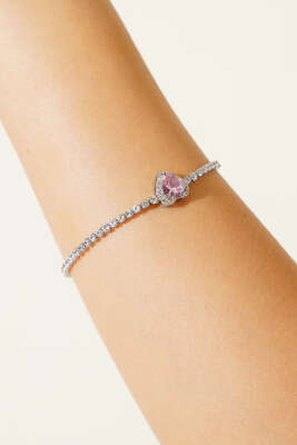 Pazarium - Kalpli Su Taşlı Bileklik Pembe