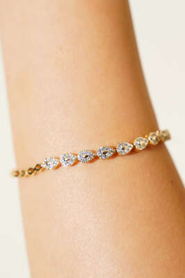 Mini Damla Taşlı Bileklik Gold - Thumbnail