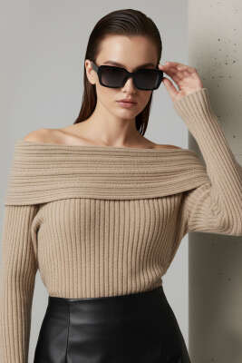 Uzun Kollu Madonna Yaka Kazak Çağla Yeşili - Thumbnail