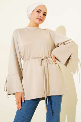 Loyşa Bilek İp Bağlamalı Tunik Taş - Thumbnail