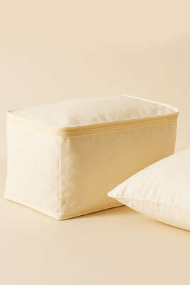 Fermuarlı Tela Yastık Hurç Krem - Thumbnail