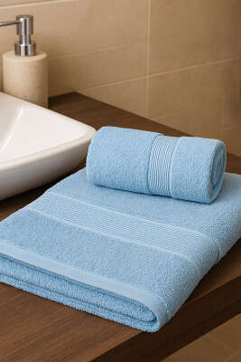 Pazarium - Betüş Banyo Havlu 2'li Takım Mavi