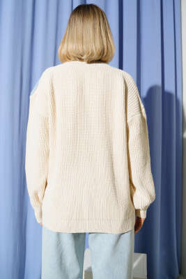 Kot Yelekli Cepli Hırka Bej - Thumbnail