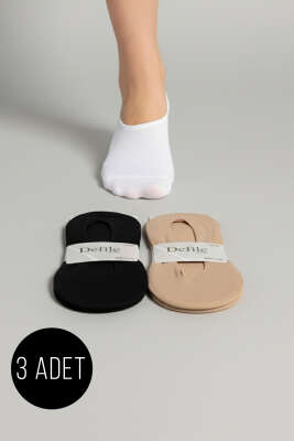 Pazarium - Kadın 3'lü Mikro Lazer Babet Çorap Asorti 1