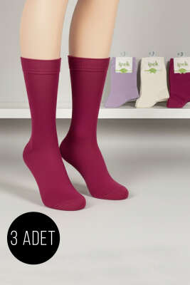 Pazarium - Kadın 3'lü Bambu Soket Çorap Asorti 4