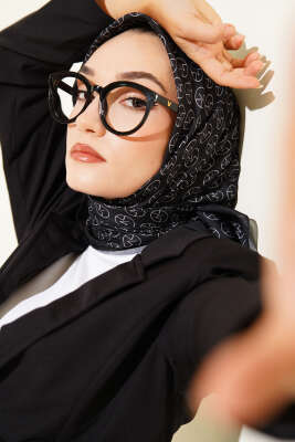 MK Desen Soft Eşarp Siyah - Thumbnail