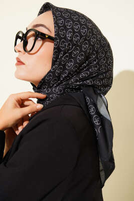 MK Desen Soft Eşarp Siyah - Thumbnail