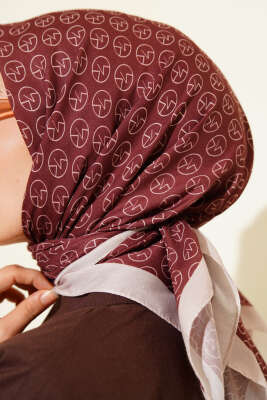 MK Desen Soft Eşarp Kahve - Thumbnail