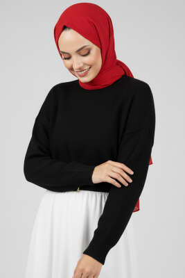 Pazarium - Salaş Yumoş Triko Kazak Siyah