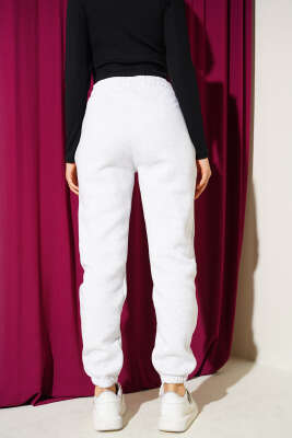 Paça Lastikli Ny Baskılı Pantolon Melanj Gri - Thumbnail