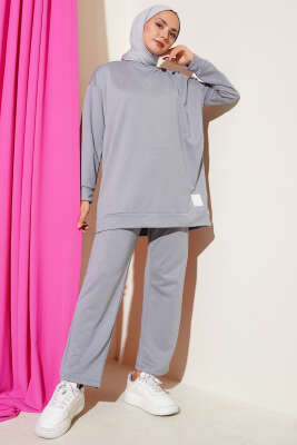 Pazarium - Arma Detaylı Basic İkili Takım Gri