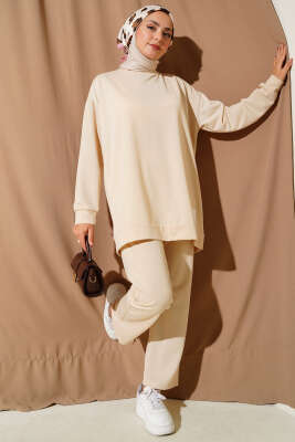 Pazarium - Arma Detaylı Basic İkili Takım Bej