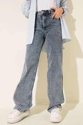 Çift Cepli Palazzo Kot Pantolon Kar Koyu - Thumbnail