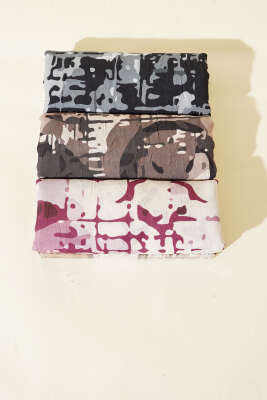 Pazarium - Kamuflaj Desenli 3'lü Bambu Kraş Şal Seti Asorti 2