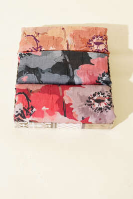 Pazarium - Daisy Desen Bambu Kraş 3'lü Şal Seti Asorti 2