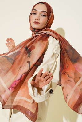 Pazarium - Amber Serisi Şerit Geçişli Şal Kiremit