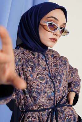 Pazarium - Basic Düz Kışlık Eşarp Lacivert