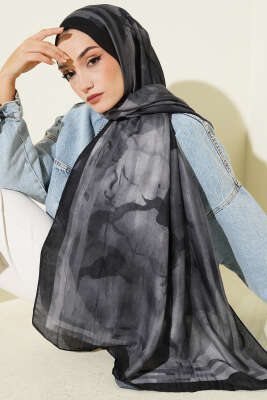 Pazarium - Amber Serisi Şerit Geçişli Şal Antrasit