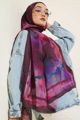 Pazarium - Amber Serisi Şerit Geçişli Şal Acı Kahve