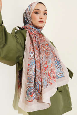 Pazarium - Paisley Motifli Şal Camel
