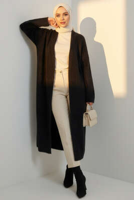 Pazarium - Sakallı Uzun Kollu Hırka Siyah