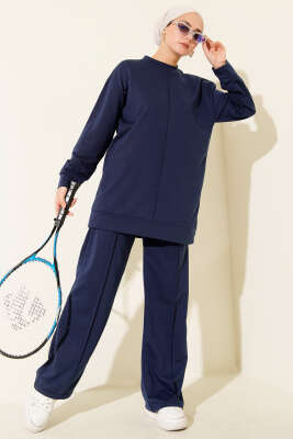 Pazarium - Önü Çımalı Basic İkili Takım Lacivert