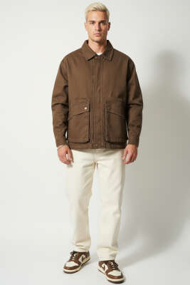 Torba Cep Gabardin Erkek Ceket Kahve - Thumbnail