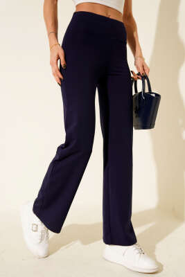 Pazarium - Bol Paça Loyşa Pantolon Lacivert