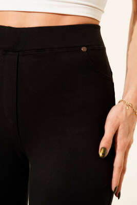 Beli Lastikli Dar Paça Pantolon Siyah - Thumbnail